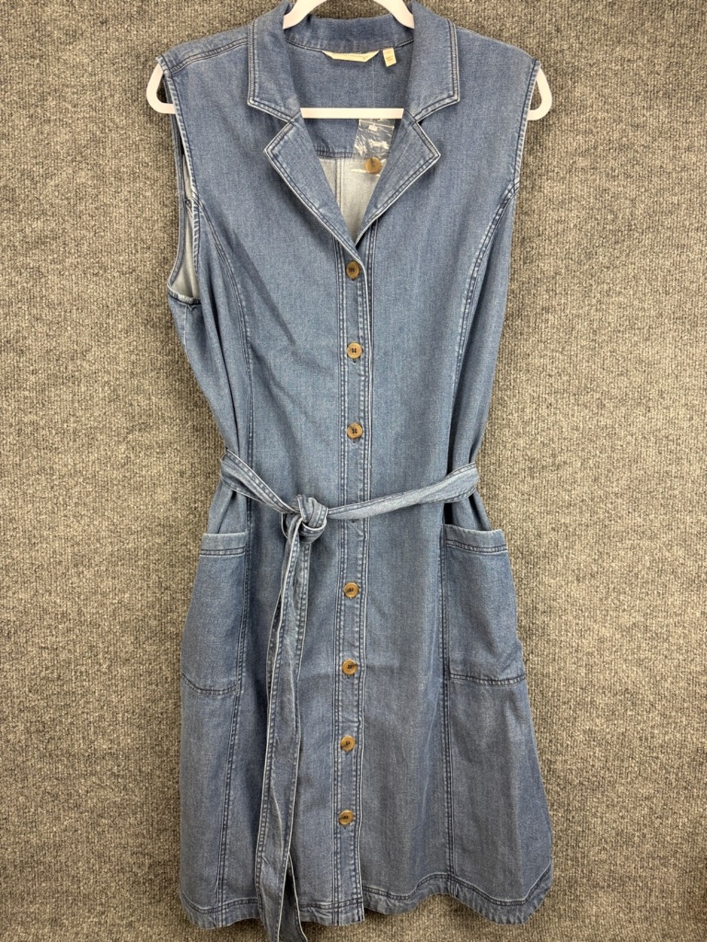 Soft Surroundings Light Wash Denim Shirt Dress Size Large